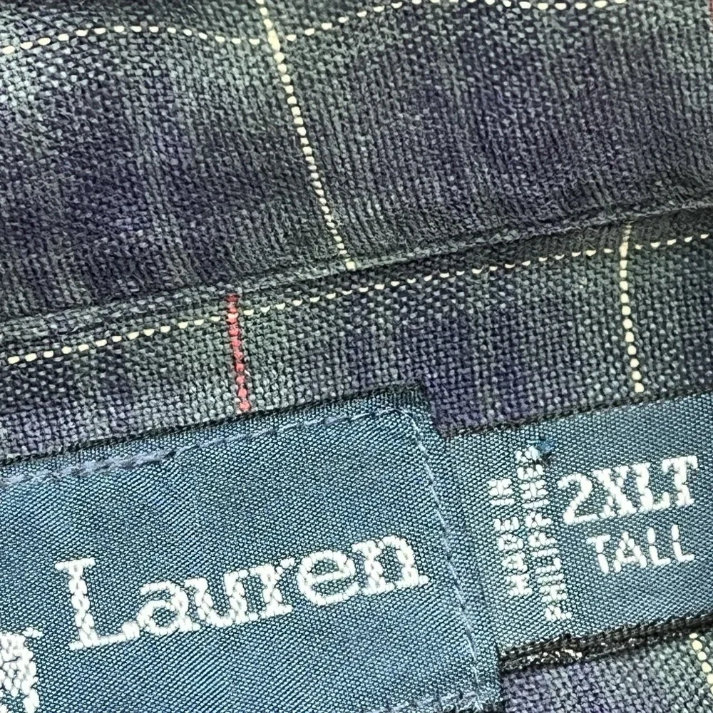Polo Ralph Lauren Tartan Plaid Shirt Mens 2XLT Tall Classic‎ Fit Blue Green
